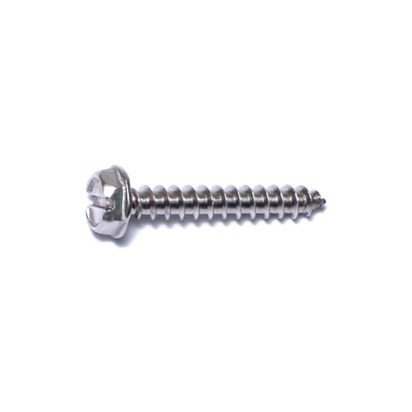 Midwest Fastener Sheet Metal Screw, #10 x 1-1/4 in, 18-8 Stainless Steel Flange Hex Head Slotted Drive, 15 PK 63852 - main